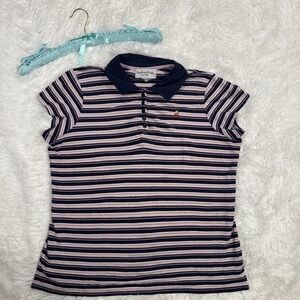 Navy and Pink Striped Polo Shirt by Butterflies & Zebras
